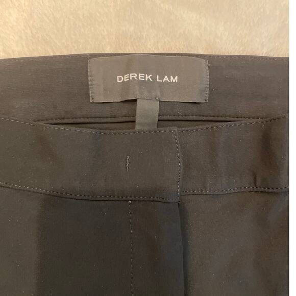 DEREK LAM Women's Stretch Crepe Slim Straight Pants Size 0 Black Flat Front - Picture 5 of 9